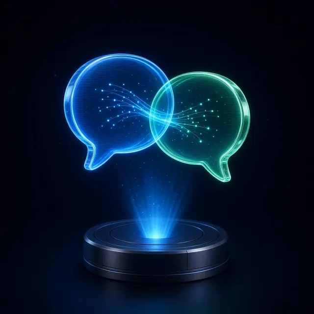 Holographic illustration: WhatsApp & Web Chat